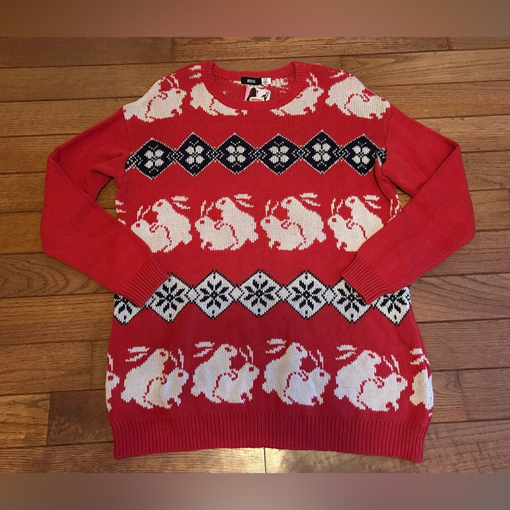 BDG bunny print festive sweater